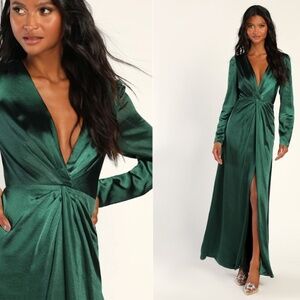 LULU's Sexy Elegant Prom Wedding Bridesmaid Mother of the Bride Satin Gown